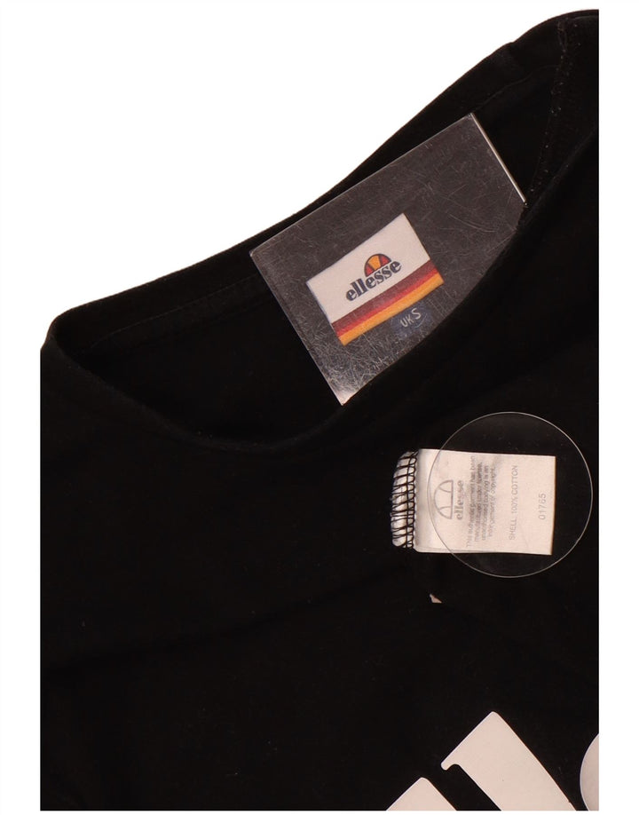 Ellesse Haut graphique surdimensionné à manches longues pour femme UK 10 Petit coton noir