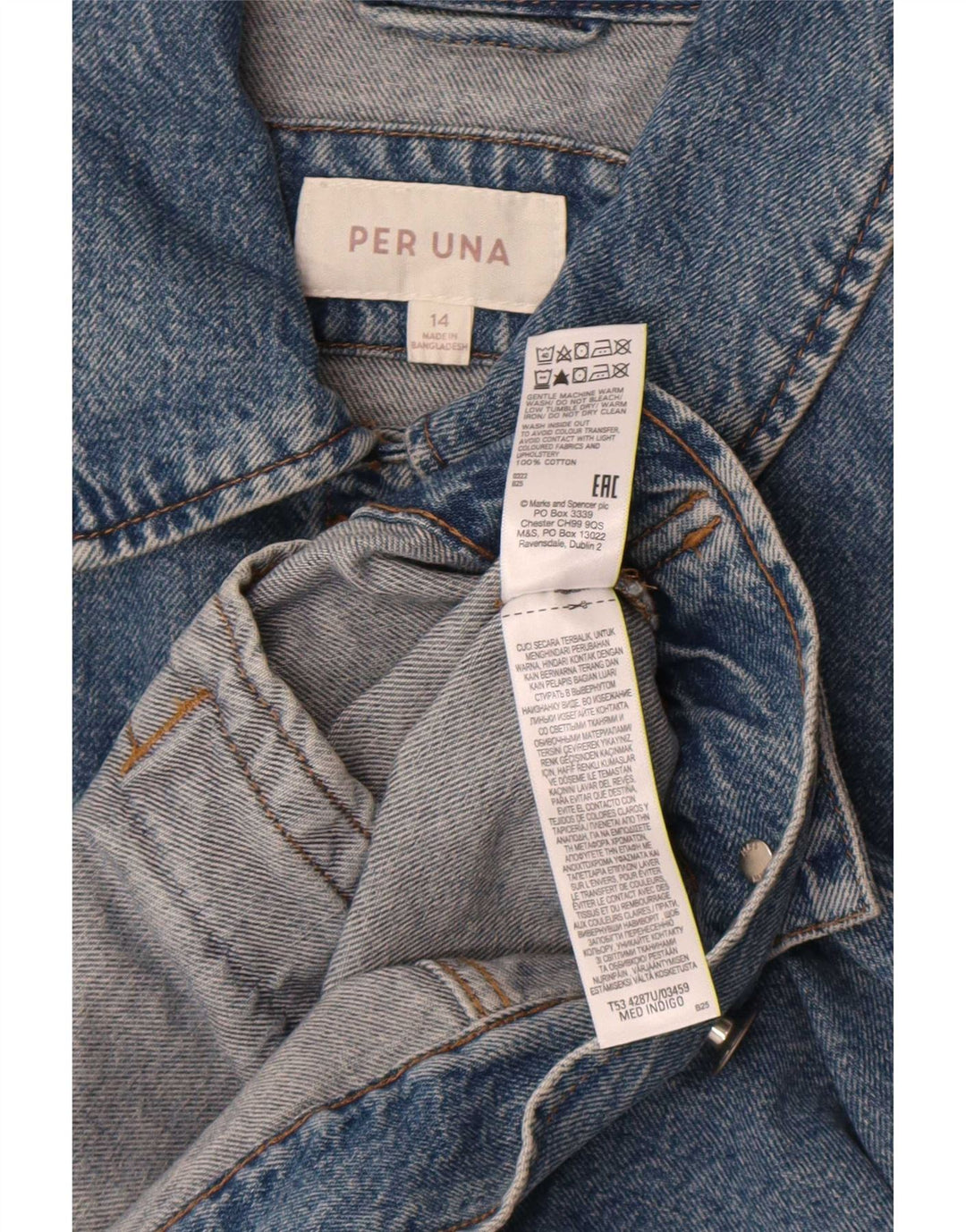 Marks & Spencer Veste en jean Per Una pour femme UK 14 Large Bleu Coton