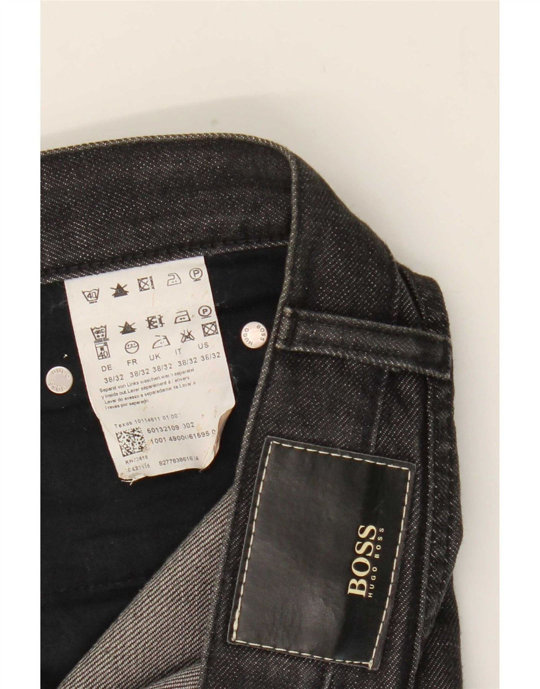 Hugo Boss Jean droit W38 L26 en coton noir pour homme