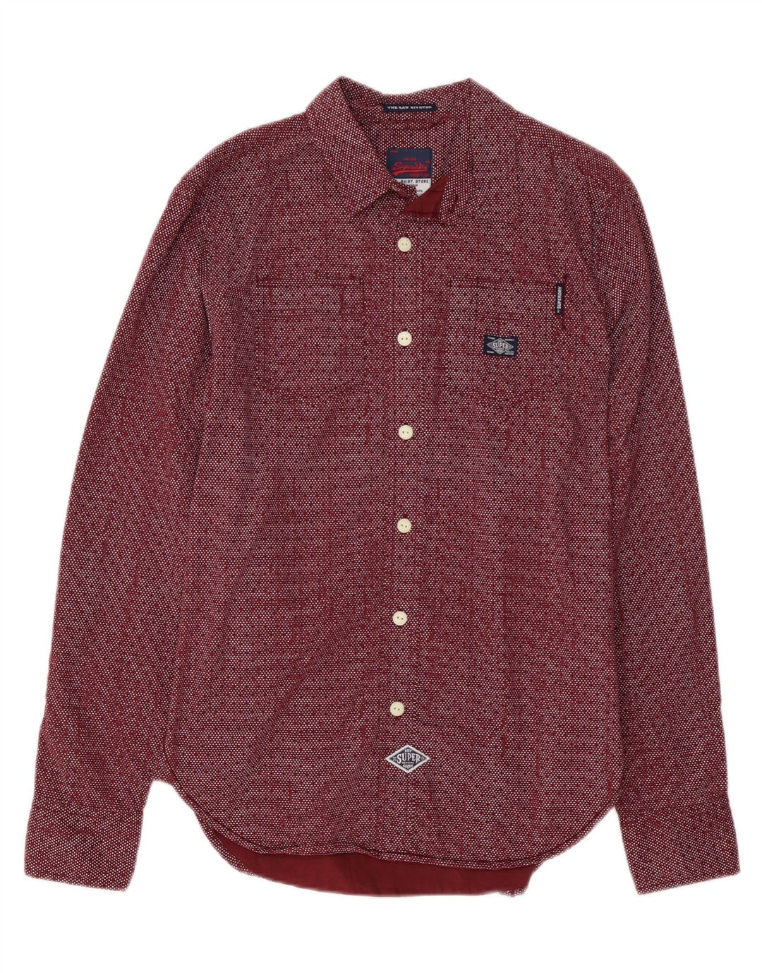 SUPERDRY Chemise Homme Coton Tacheté Bordeaux Moyen
