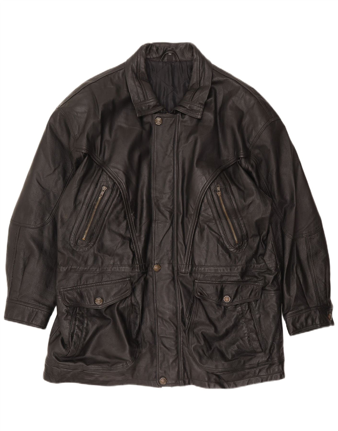 Veste en cuir pour homme Front Line UK 50 2XL Cuir noir