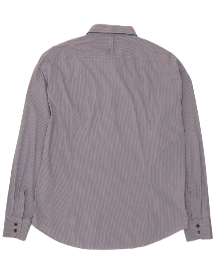 HUGO BOSS Chemise XL en coton à fines rayures bleues