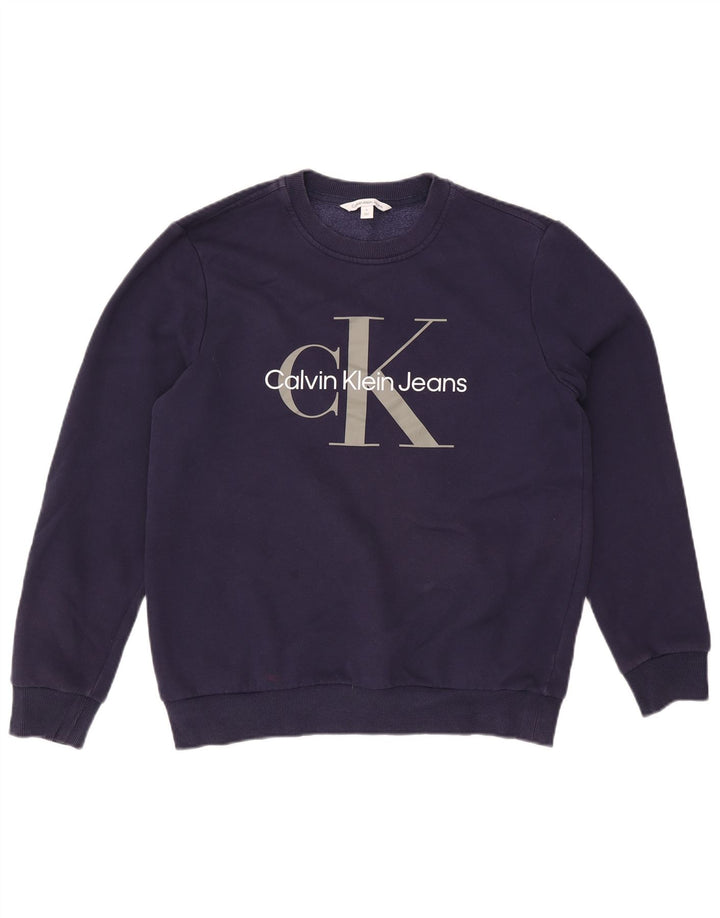 Calvin Klein Jeans Sweat-Shirt Graphique Homme Bleu Marine Moyen Coton