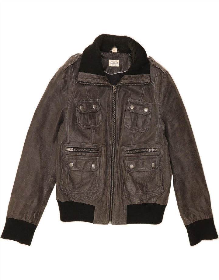 TOM TAILOR Womens Leather Jacket UK 18 XL Grey Leather Vintage Tom Tailor and Second-Hand Tom Tailor from Messina Hembry 