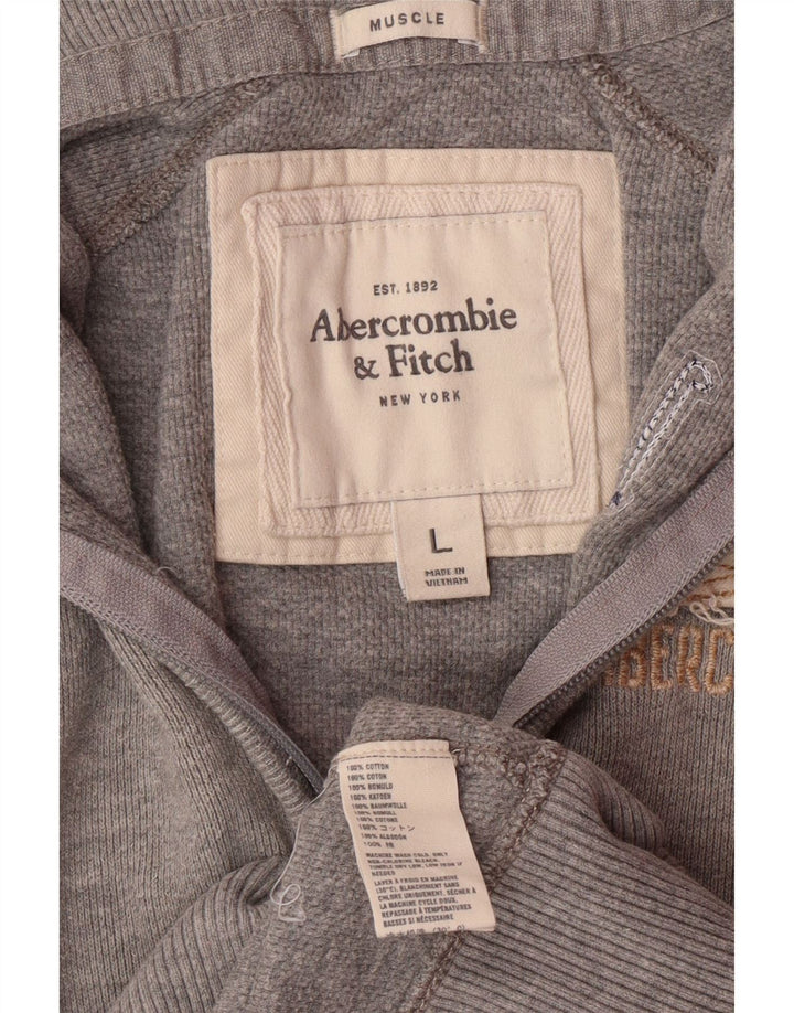 ABERCROMBIE & FITCH Veste de survêtement graphique pour femme UK 16 Large Gris