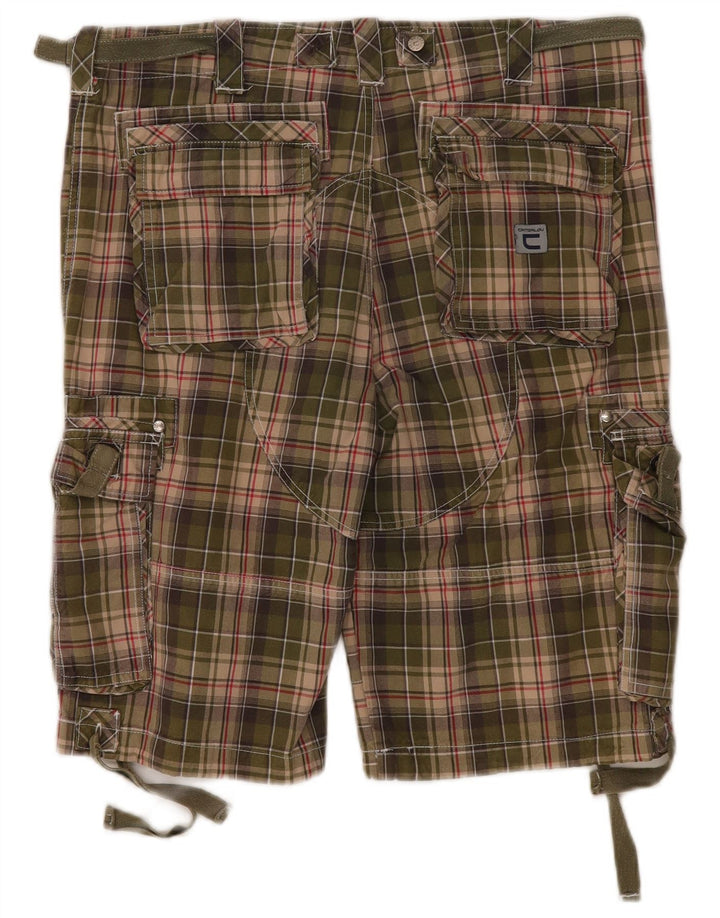 Catbalou Short Cargo Homme IT 50 Large W38 Kaki Carreaux Coton