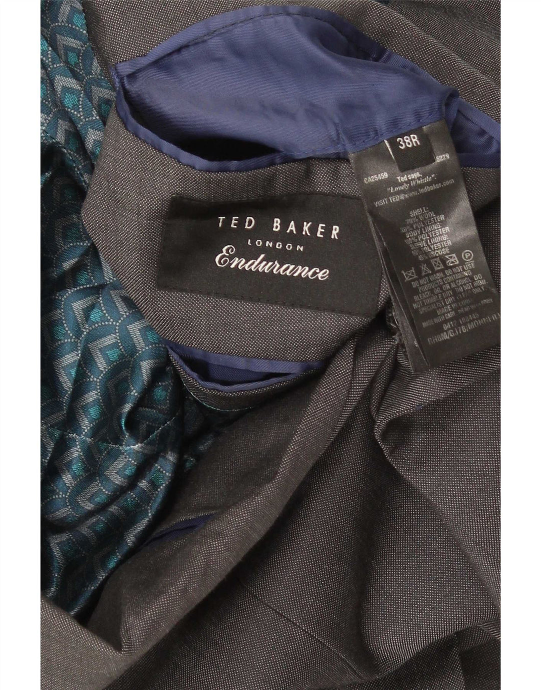 Ted Baker Veste Blazer 2 Boutons Homme UK 38 Laine Gris Moyen