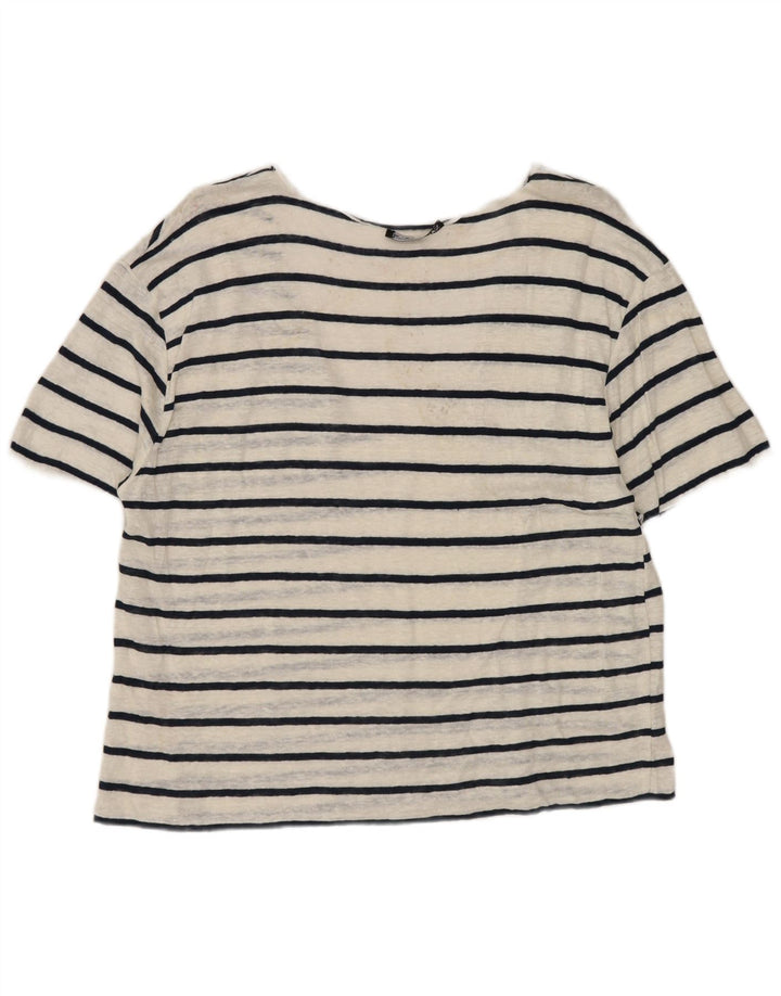 Zara Womens T-Shirt Top UK 14 Grand Blanc Rayé