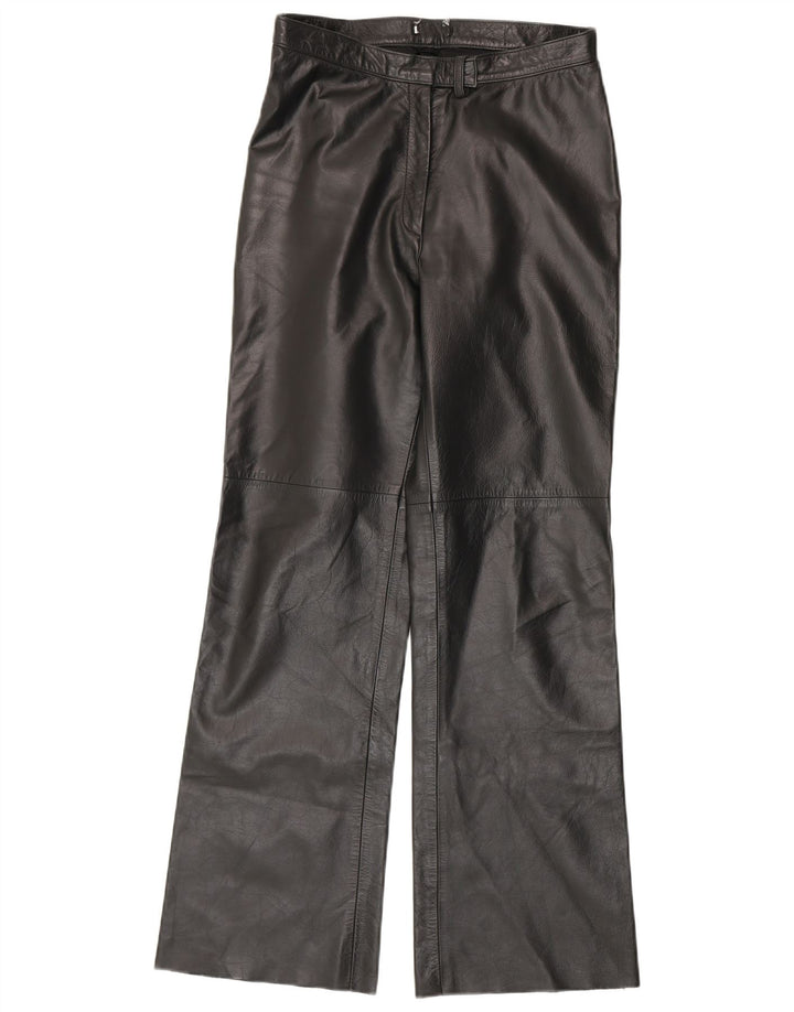 Pantalon en cuir Bootcut femme vintage IT 44 Medium W28 L30 Cuir noir