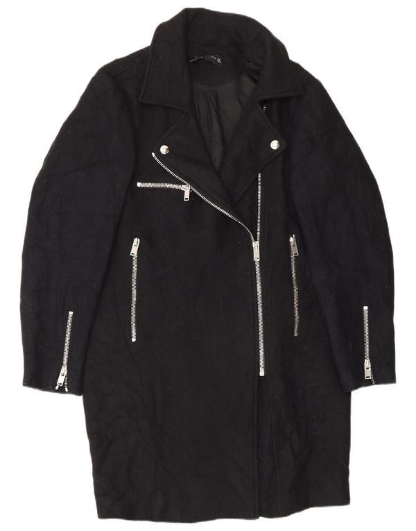 Zara Femme Pardessus UK 14 Laine Noir Moyen