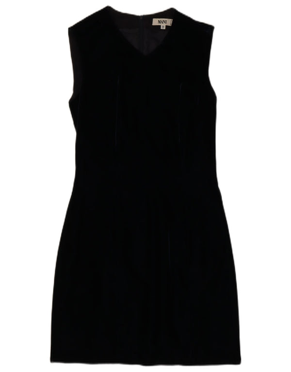 MANI Robe fourreau en velours sans manches pour femme UK 8 Small Bleu marine Viscose