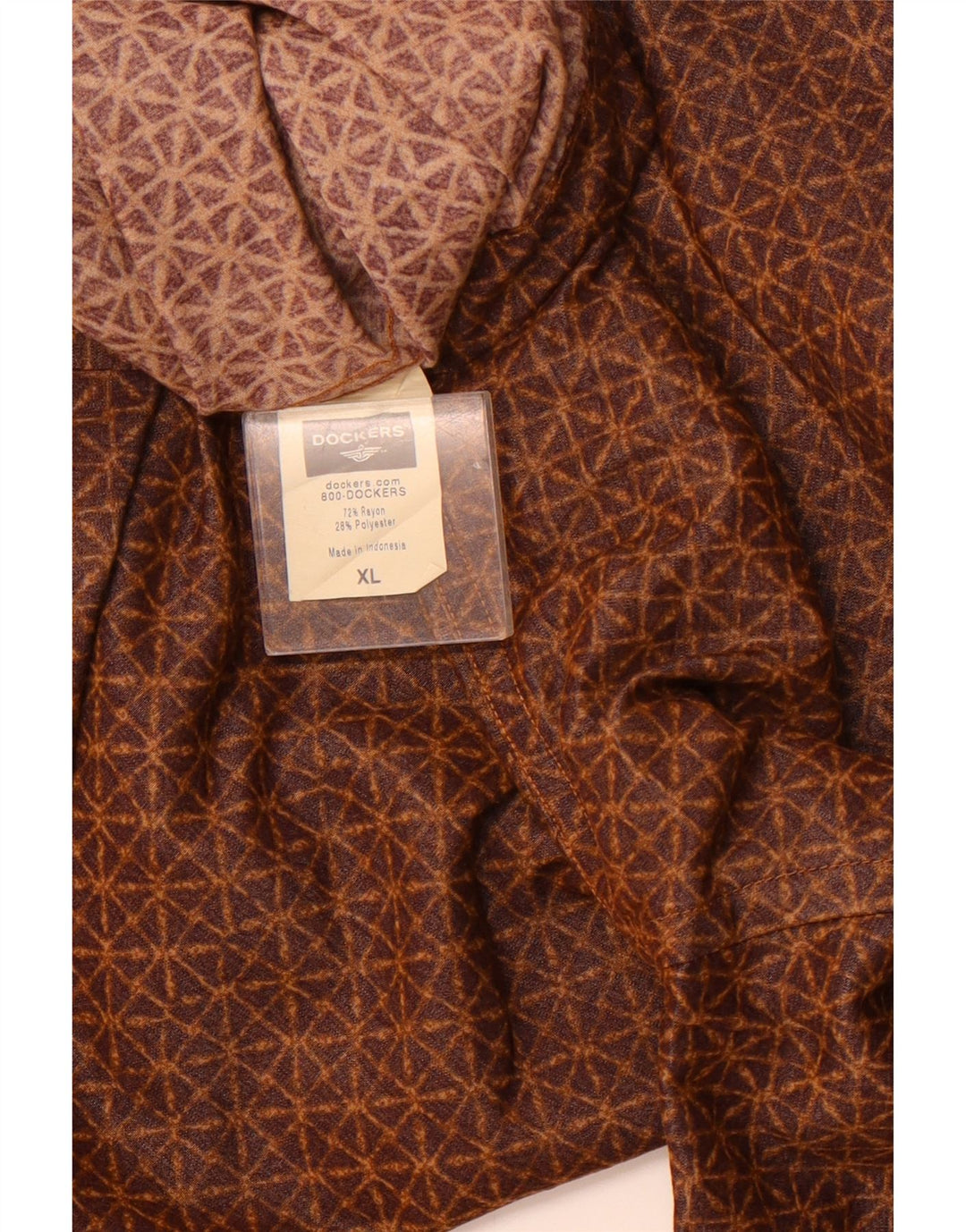 DOCKERS Chemise à Manches Courtes Homme XL Rayonne Géométrique Marron
