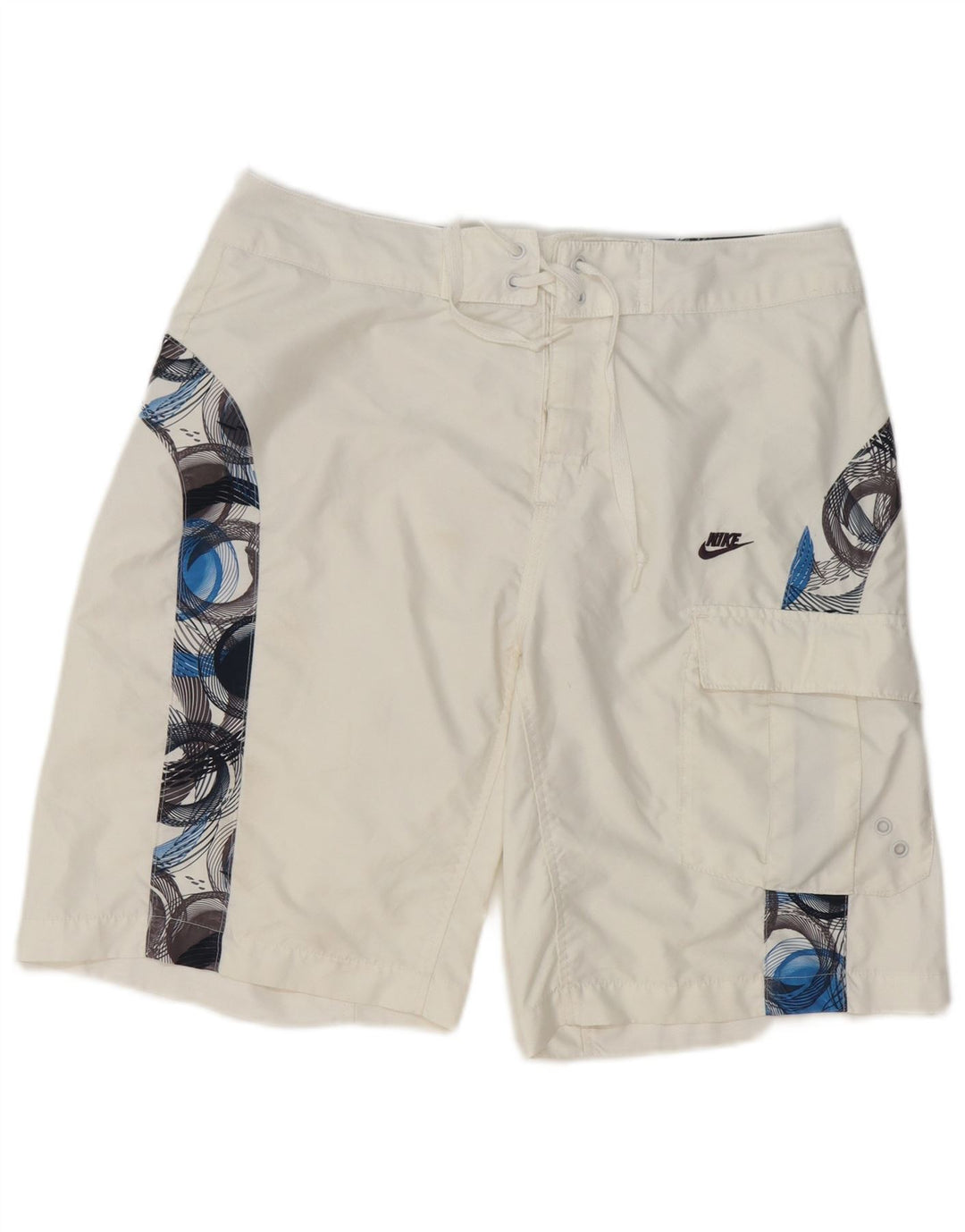 Nike Short de bain graphique pour homme en polyester géométrique blanc moyen