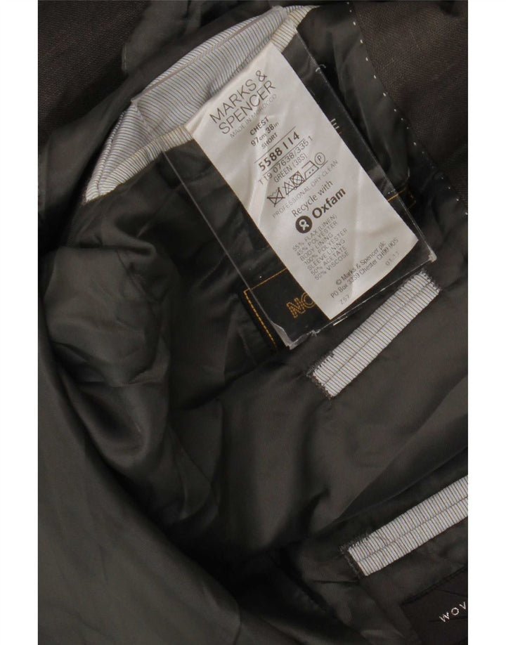Marks & Spencer Veste blazer à 2 boutons pour homme UK 38 Lin vert moyen