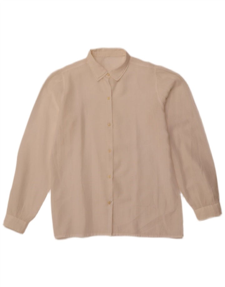 VINTAGE Chemisier Femme IT 42 Medium Off White Rayé