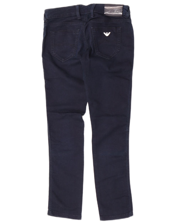 Armani Womens Skinny Casual Trousers W27 L28 Navy Blue Cotton
