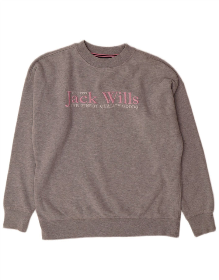 JACK WILLS Sweat-shirt graphique pour femme UK 8 petit gris moucheté