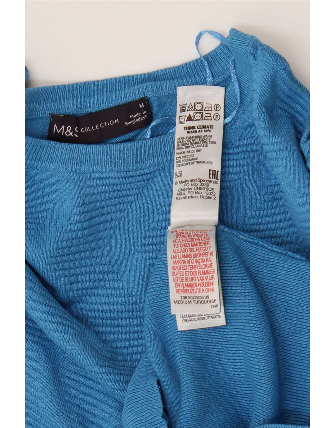 Marks & Spencer Pull col bateau pour femme UK 12 Chevron bleu moyen