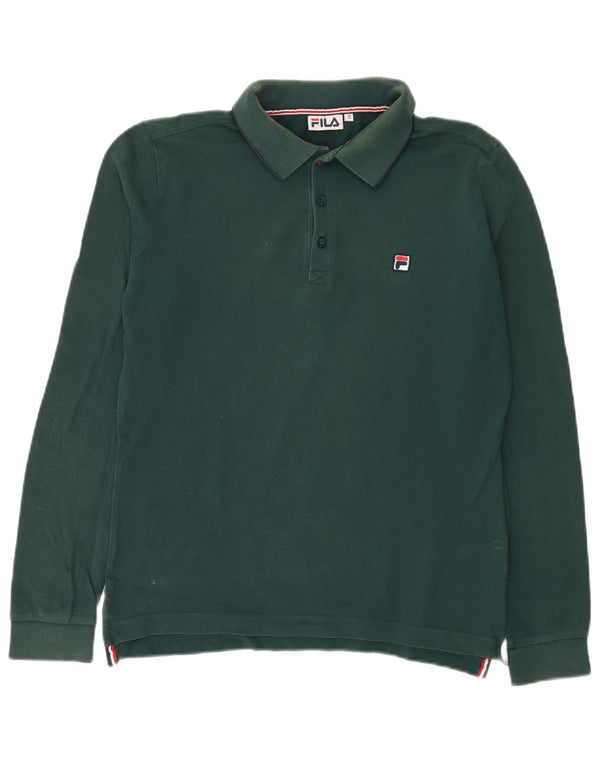 Fila Polo de rugby à manches longues pour homme en coton vert petit