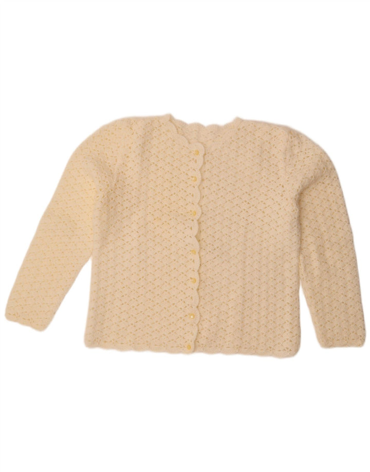 vintage Femme Cardigan Pull UK 14 Grand Blanc