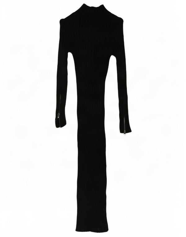 Zara Robe pull à manches longues et col zippé pour femme UK 10 Small Noir Viscose