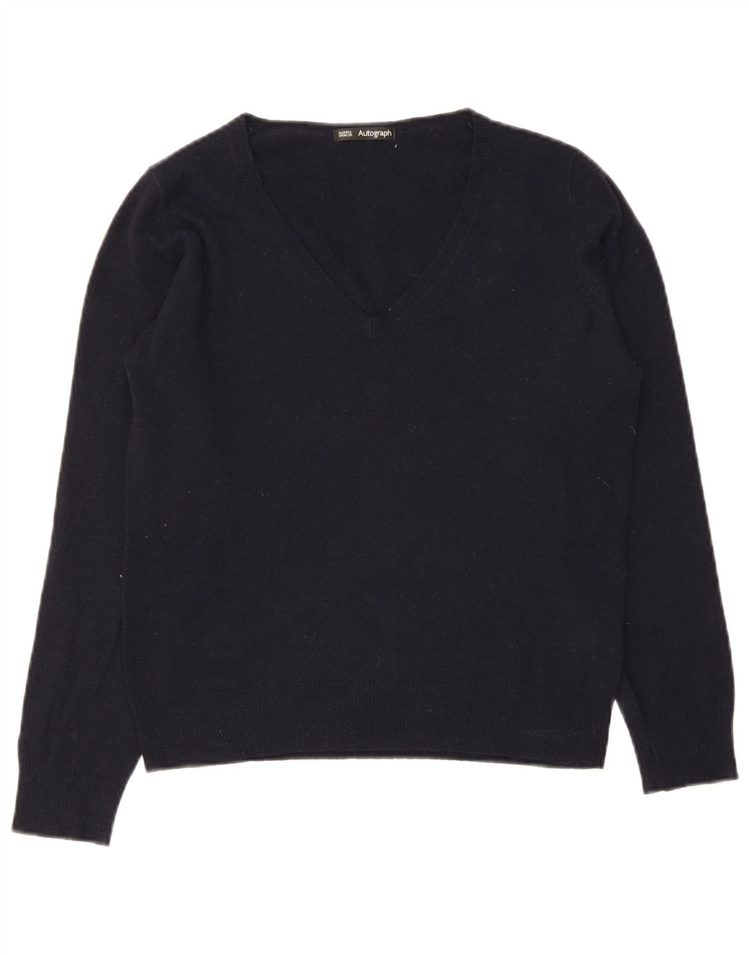 Marks & Spencer Pull col en V pour femme UK 12 Bleu marine moyen
