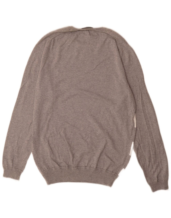 SIVIGLIA Pull à col rond pour homme en coton rayé gris