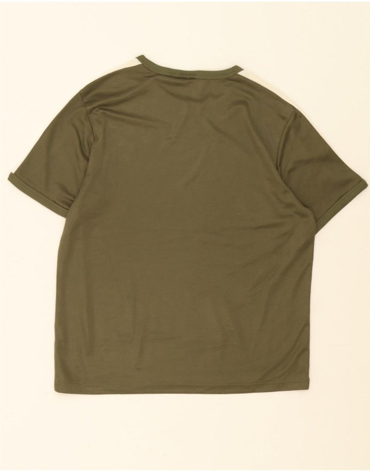 PUMA Mens Graphic T-Shirt Top Medium Khaki Colourblock Polyester Vintage Puma and Second-Hand Puma from Messina Hembry 