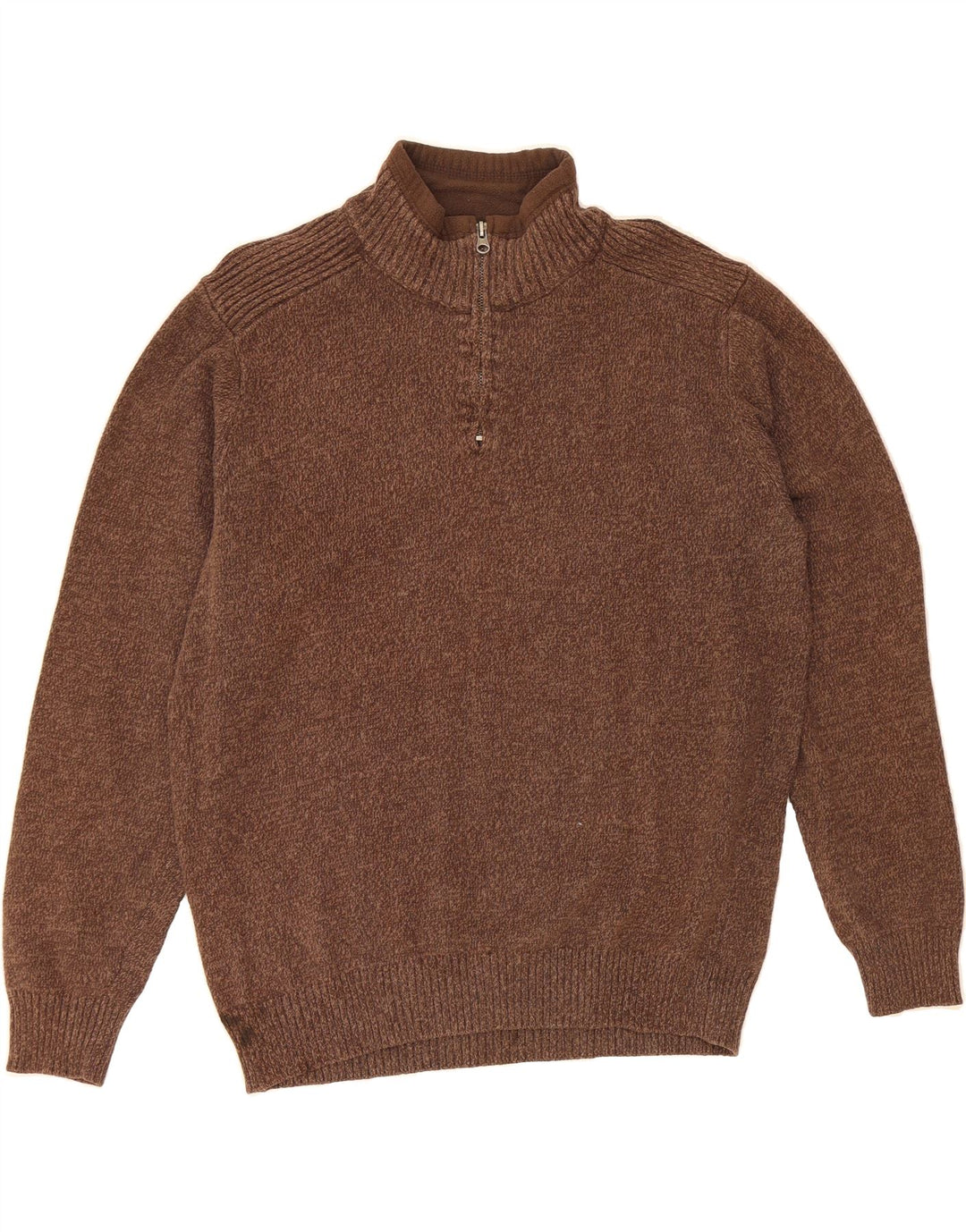 DOCKERS Mens Zip Neck Jumper Sweater XL Brown Cotton Vintage Dockers and Second-Hand Dockers from Messina Hembry 