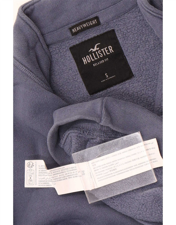 Hollister Sweat-shirt à col zippé pour homme, petit, bleu, coton