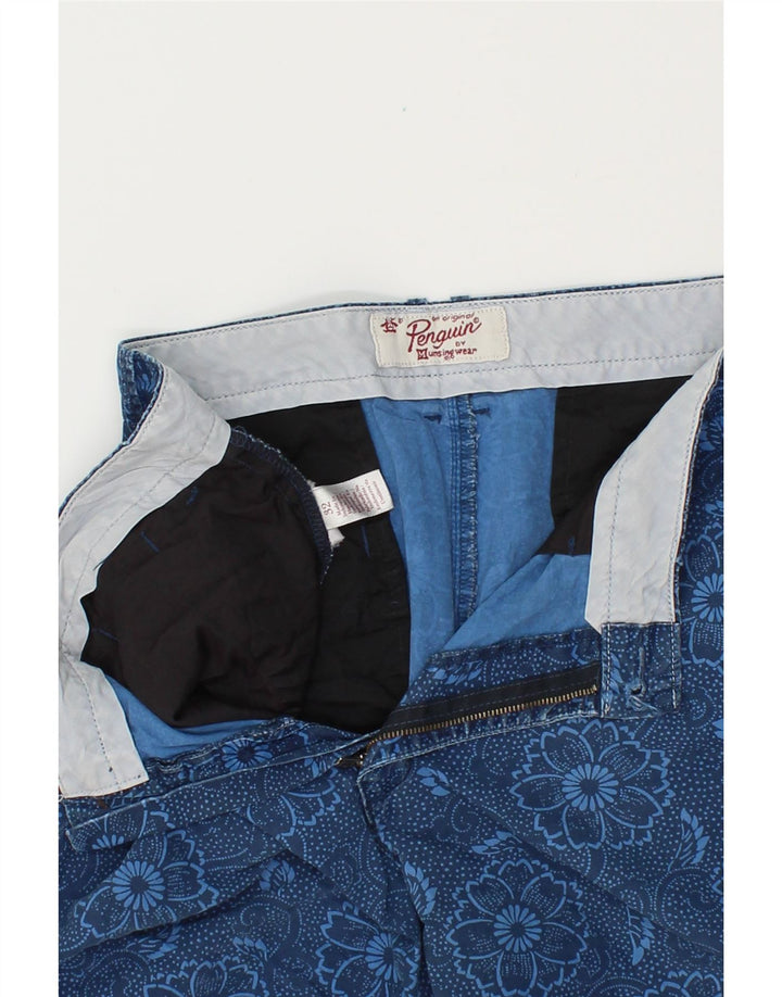 PENGUIN Mens Chino Trousers W32 Medium  Blue Floral Vintage Penguin and Second-Hand Penguin from Messina Hembry 