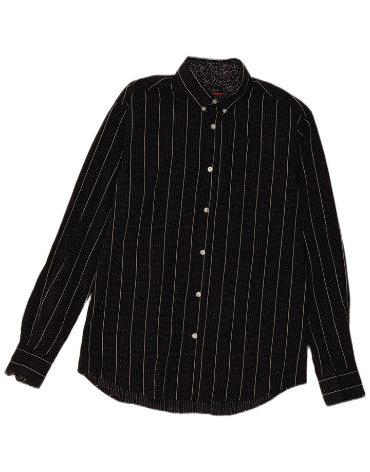 Pierre Cardin Chemise Regular Fit Homme Coton Rayé Noir Moyen