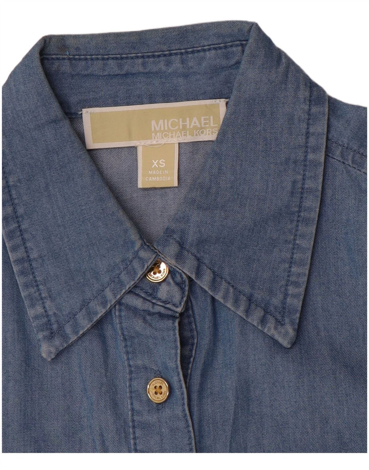 MICHAEL KORS Chemise en jean surdimensionnée pour femme UK 6 XS Bleu