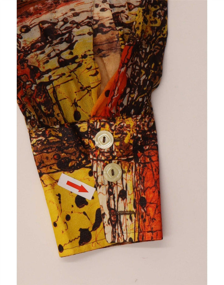 vintage Womens Abstract Pattern Shirt Blouse UK 12 Moyen Multicolore