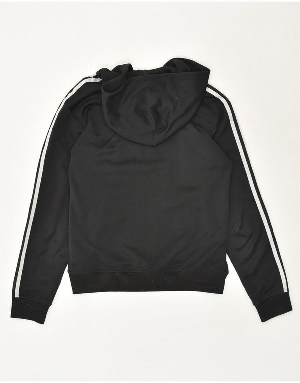 ADIDAS Pull à capuche zippé graphique pour femme UK 10 Petit Noir Polyester