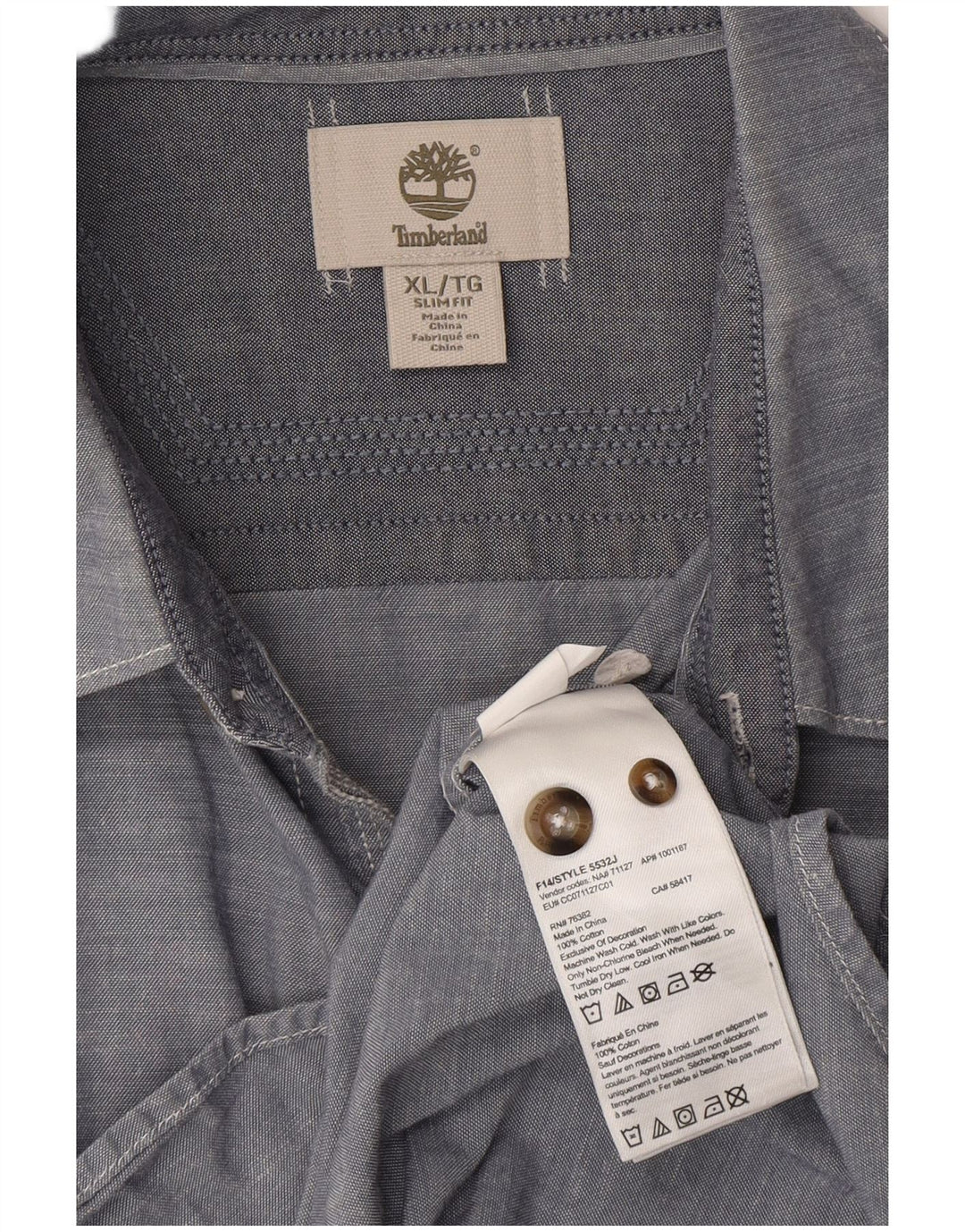 TIMBERLAND Chemise Slim Fit XL Gris Coton