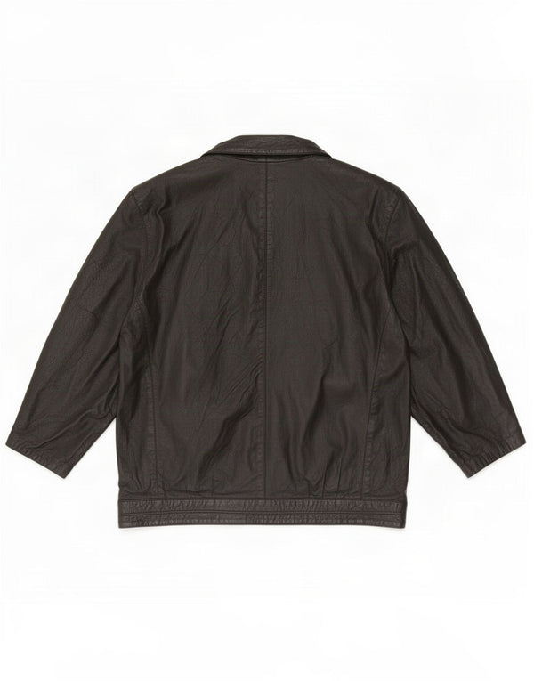 veste en cuir femme vintage UK 42 XL Noir