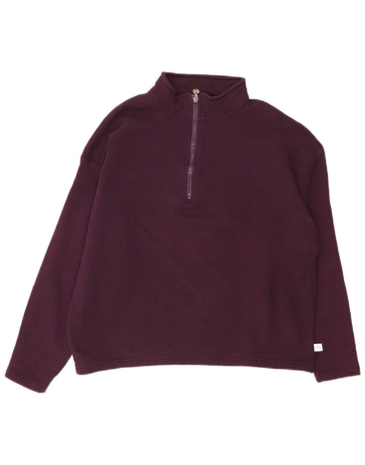 Russell Athletic Sweat-shirt à col zippé pour femme UK 18 XL Coton marron
