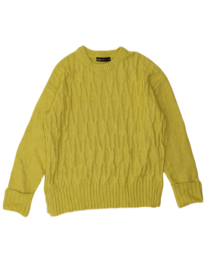 Marks & Spencer Pull à col rond pour femme UK 14 Jaune moyen
