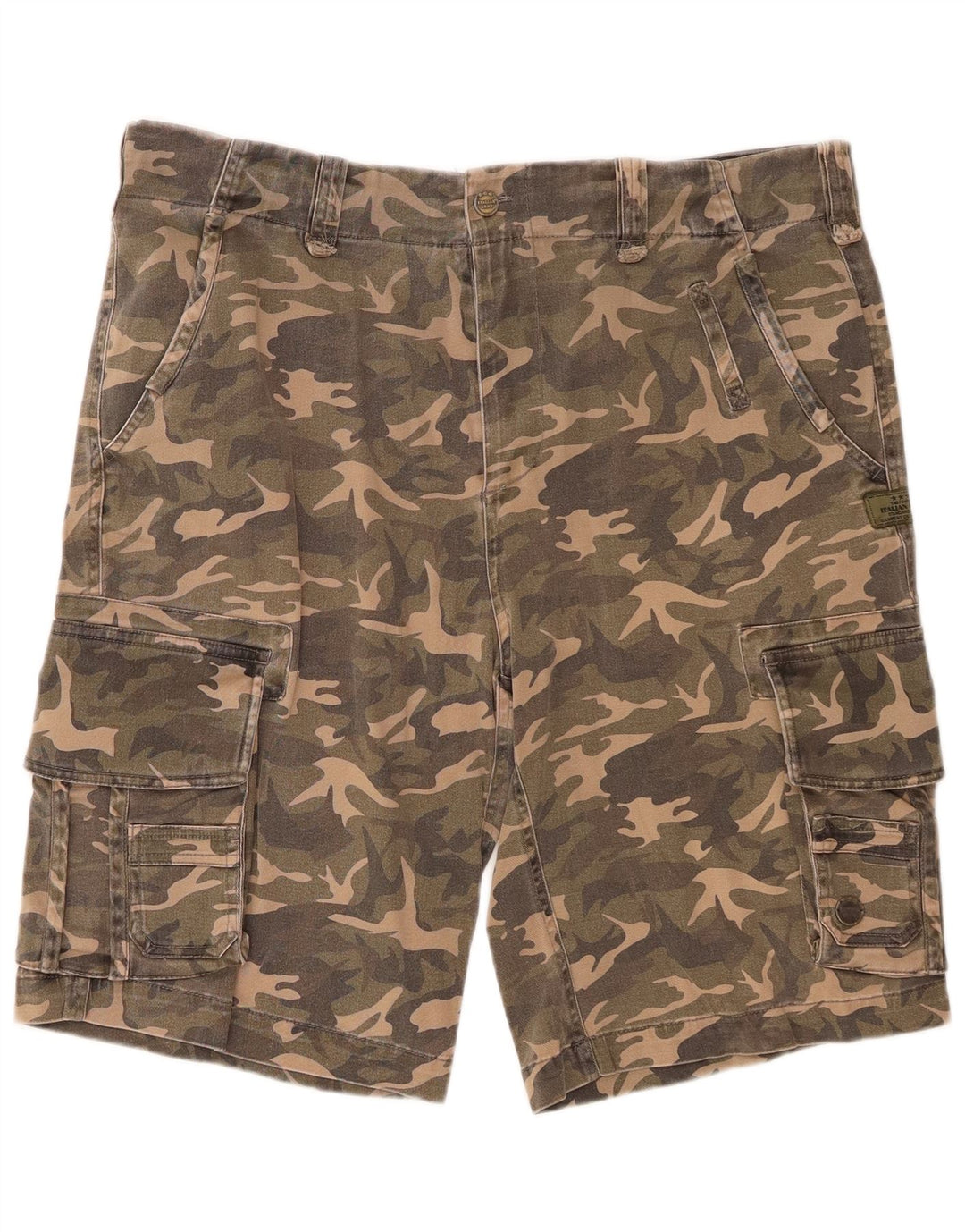 VINTAGE Short Cargo Homme W36 Grand Kaki Camouflage Coton