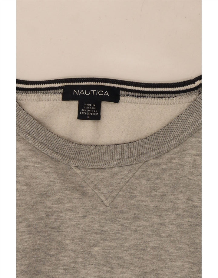 NAUTICA Sweat-shirt pour homme en coton gris Taille L
