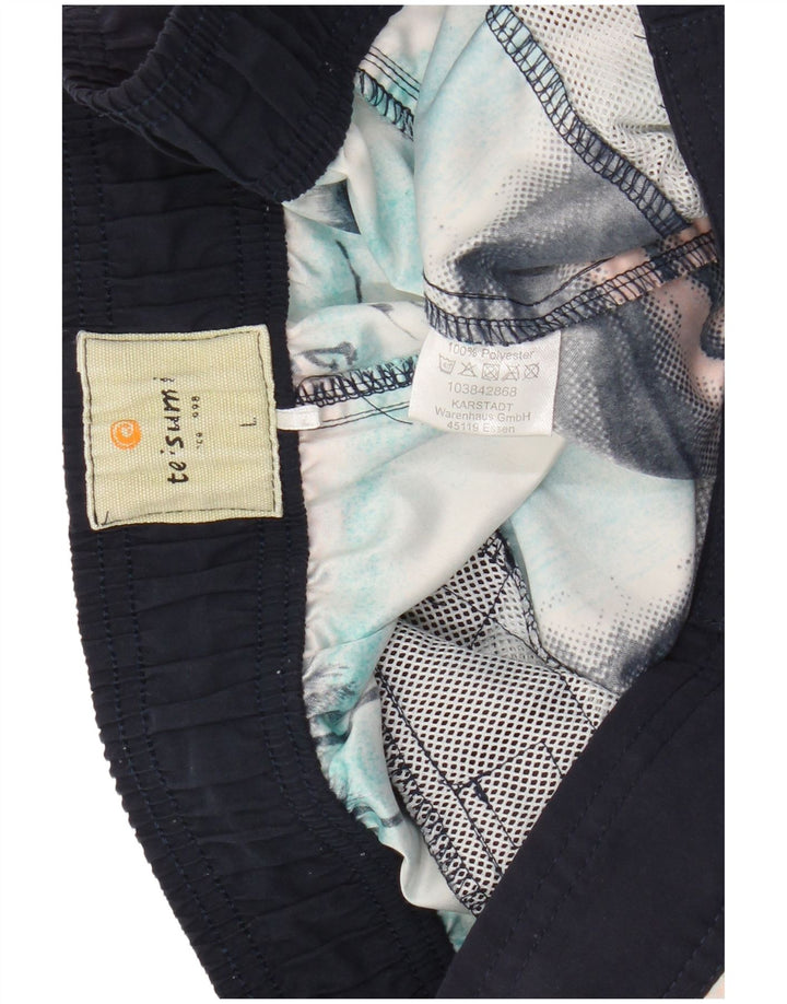 Short de bain homme vintage grand bleu polyester hawaïen