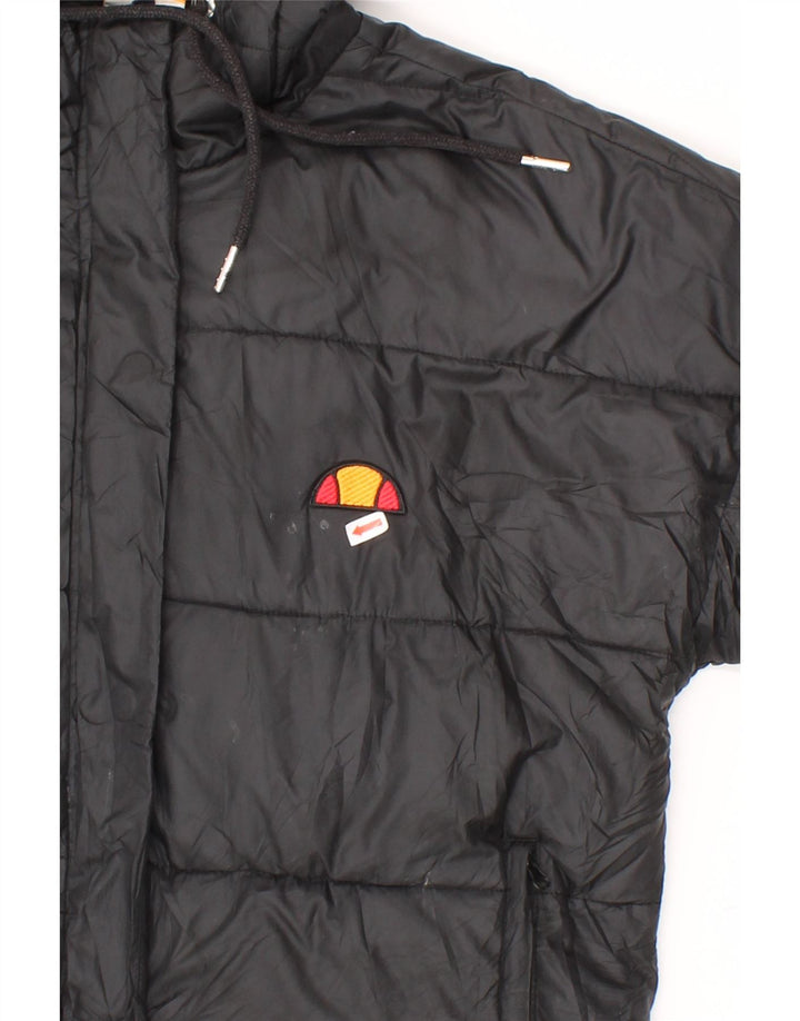ELLESSE Womens Hooded Padded Jacket UK 10 Small Black Polyester Vintage Ellesse and Second-Hand Ellesse from Messina Hembry 