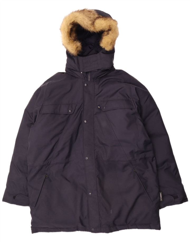 PUMA Manteau rembourré à capuche pour homme UK 42 XL Bleu marine Polyester