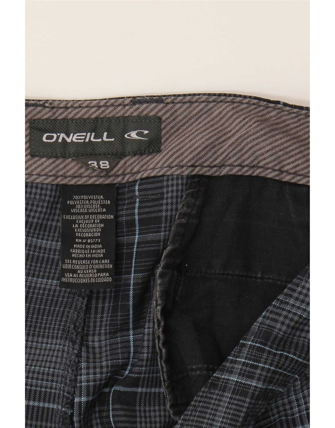 O'Neill Short Chino Homme W38 XL Bleu Marine Plaid Polyester