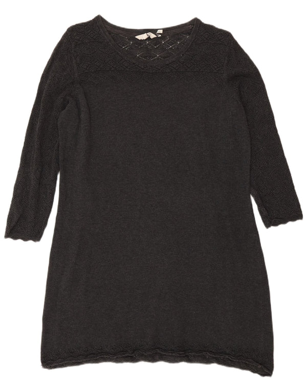 Fat Face Robe pull à manches 3/4 pour femme UK 14 Gris moyen Coton