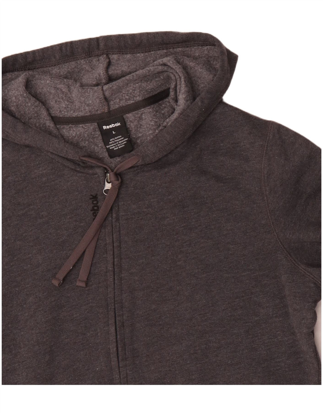 REEBOK Pull à capuche zippé pour homme Large Gris Coton