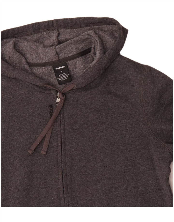 REEBOK Pull à capuche zippé pour homme Large Gris Coton