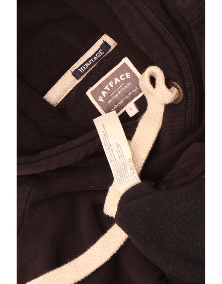 Fat Face Pull à capuche Heritage Graphic pour homme en coton noir Taille L