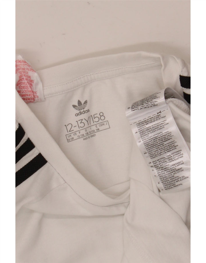 Adidas Top Garçon Manches Longues 12-13 ans Blanc Coton